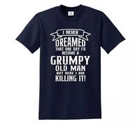 Trend Gear Grumpy Old Man Killing It Funny T-Shirt Mens Retirement Retired Birthday Gift (Navy White Print, XXL)