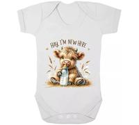 Trend Gear Hay, I'm New Here Baby Grow Kids Funny New Born Infant Toddlers Unisex Gift Tee(White, 0-3 Months)