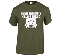 Trend Gear Home Taping is Killing Music T-Shirt for Men - Cotton Casual Mixtape Mens Tshirt for Gift(Military Green-White,3XL)