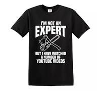 Trend Gear I Am Not an Expert T-Shirt Mens Ladies Funny Gift Fix It Diyer Handyman Top (Black White Print, M)