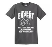 Trend Gear I Am Not an Expert T-Shirt Mens Ladies Funny Gift Fix It Diyer Handyman Top (Charcoal White Print, XL)