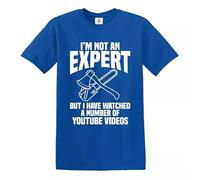 Trend Gear I Am Not an Expert T-Shirt Mens Ladies Funny Gift Fix It Diyer Handyman Top (Royal Blue White Print, L)