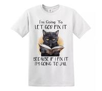 Trend Gear I’m Going to Let God Fix Cat Kitten Black Cat Funny T-Shirt Mens Ladies T-Shirt (White Black Print, L)
