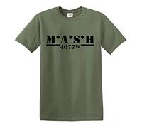 Trend Gear M*A*S*H 4077TH T Shirt MASH TV Series US Army Military T-Shirt (S, Military Green -Black Print)
