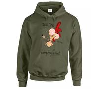 Trend Gear Men's Hoody It's Fine I'm Fine Everything Is Fine Hoody Funny Joke Gift Novelty Party Hooded Hoodies (OLIVE - 3X- Large)