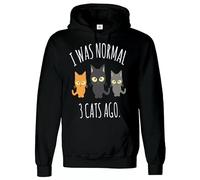 Trend Gear Men's I Was Normal 3 Cats Ago Funny Mens Hoody Kitten Cat Cute Party Sweatshirt Hood Hoodies (BLACK - XX-Large)