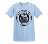Trend Gear Northern Soul Night Owl T-Shirt Wigan Casino All Nighter Mens Gift Top Tee - Sky Blue - XXL
