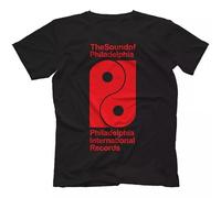 Trend Gear Philadelphia International Records T-Shirt 100% Cotton Disco TOP Soul Philly BLA (Black,L)