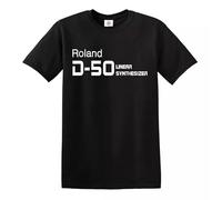 Trend Gear Roland D-50 Synthesiser T-Shirt Funny Gift Party Novelty Top (Black White Print, M)