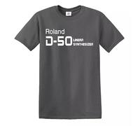 Trend Gear Roland D-50 Synthesiser T-Shirt Funny Gift Party Novelty Top (Charcoal White Print, XL)