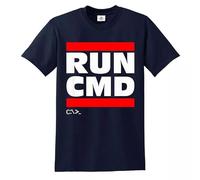 Trend Gear Run CMD Computer Programmer T-Shirt Funny Gift Present Novelty Top Tee (Navy White Print, M)