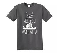 Trend Gear See You in Valhalla T-Shirt Mens Funny Vikings Thor TV Show Norsemen Mythology - Charcoal - M
