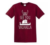 Trend Gear See You in Valhalla T-Shirt Mens Funny Vikings Thor TV Show Norsemen Mythology - Maroon - XXL