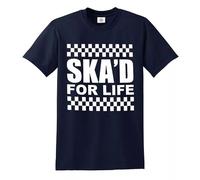 Trend Gear SKA’D for Life T-Shirt SKA 2 Tone Music Retro Reggae Rudeboy Skinhead Top Tee (Navy White Print, 4XL)