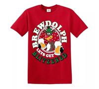Trend Gear T-Shirts Brew-Dolph Lets GET Blitzened Funny Reinder Santa Xmas Joke Party T-Shirt Top - RED - L