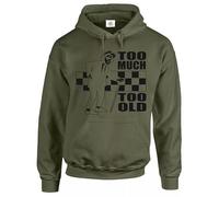 Trend Gear Too Much Too Old Hoody Sweatshirt Ska 2 Tone Records Music Retro Thermal Winter Hoodie for Men Funny Joke Gift Hoodies (OLIVE HOODIE BLACK PRINT - Large)