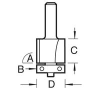 Trend Professional Bearing Guided Trimmer, 1/2 Inch Shank, 19mm Cut Diameter and 25mm Cut Length, 46/20X1/2TC