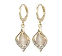 Trend Korean Elegant Shiny Zircon Earrings for Women White Green Moonlight Cat Eye Stone Earrings Party Jewelry Gifts