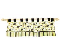 Trend Lab Gigi Window Valance - Gigi Dot Twill Top, Gigi Stripe Twill Bottom, Brown Velour Between, 9 Brown Velour Tab Tops, 53" x 15"