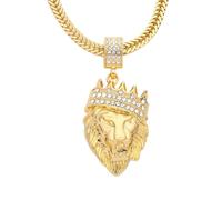 Trend Men's Lion Head Europe and The United States Party Banquet Hip-hop Pendant Crown Valentine's Day Lion HeadNecklace