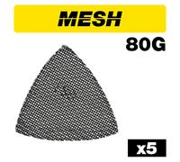 Trend Mesh 93mm 80 Grit Abrasive Delta Sanding Sheets, AB/OSC/80M, Pack of 5