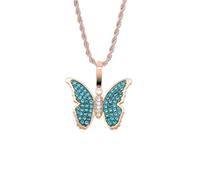 Trend Necklace Pendant Chain Men Women Jewellery Beautiful Small Butterfly Full Pendant Solid Money Chain Hip Hop Personality Necklace For Men Women Rose Gold Color