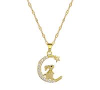 Trend Necklace Pendant Chain Men Women Jewellery Moon Bunny Rabbit Pendant Necklace For Women Girl Lovely Animal Charm Chain Party