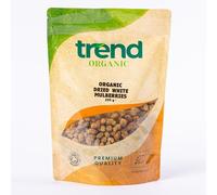 Trend Organic Dried White Mulberries, High in Fibre, Natural Sugars, and Vital Minerals, Certified Organic, Vegan, GMO-Free, No Additives No Preservatives, Unsulphured, Raw, 250g