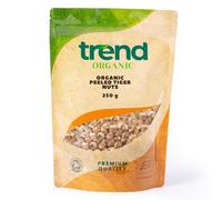 Trend Organic Peeled Tiger Nuts, 250g - Wholesome Snacking for Adults and Kids, Baking, and Nutrient-Rich Recipes, Certified Organic, Vegan, Non-GMO, No Preservatives, High Fibre, High Protein, Raw