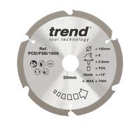 Trend PCD Fibre Cement Circular Saw Blade, 190mm Diameter, 30mm Bore, 6 Teeth...
