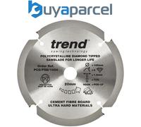 Trend PCD Fibre Cement Circular Saw Blade, 165mm Diameter, 20mm Bore, 4 Teeth, 1.8mm Kerf, +12° Hook, PCD, Coarse Finish, PCD/FSB/1654