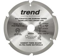 Trend PCD Fibre Cement Circular Saw Blade, 216mm Diameter, 30mm Bore, 6 Teeth, 2.4mm Kerf, +12° Hook, PCD, Coarse Finish, PCD/FSB/2166