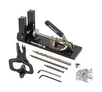 Trend Pocket Hole Kit with Dual Column Jig, Face Clamp, HSS Drill Bit & Depth Setting Collar, 2 Square Bit Drives & 100 Pocket Hole Screws, PH/JIG