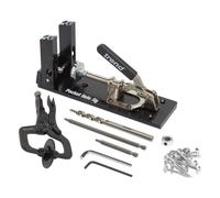 Trend Pocket Hole Kit with Dual Column Jig, Face Clamp, HSS Drill Bit & Depth Setting Collar, 2 Square Bit Drives & 100 Pocket Hole Screws, PH/JIG