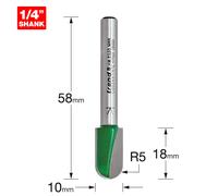 Trend Cavetto Router Cutter, 1/4 Inch Shank, 5mm Radius, 18mm Cut, TCT