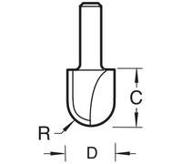 Trend CraftPro Cavetto Router Cutter Bit C056X1/4TC – 1/4in Shank, 9.5mm Radius, 19.1mm Dia, Carbide