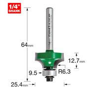 Trend C076X1/4TC C076 x 1/4 TCT Bearing Guided Ovolo & Round Over 6.3mm Radius