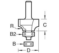 Trend CraftPro C077X8MMTC Ball Bearing Rounding Router Bit 8mm Shank 7.9mm Radius 12.7mm Cutting Length Carbide Tipped
