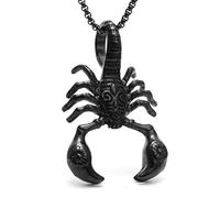 Trend Scorpion King Pendant Necklace for Men Retro Pattern Scorpion Animal Jewelry Hip Hop Accessories 1Pcs (Color : Black)