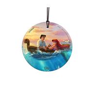 Trend Setters Disney Little Mermaid - Princess Ariel Prince Eric - Thomas Kinkade - Falling in Love - 3.5” Starfire Prints Hanging Glass Print Accessory - for Gifting and Collecting Ltd.