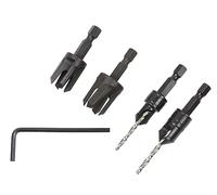 Trend Snappy 4-Piece Countersink & Plug Cutter Set, 1/4 Inch Hex Shank | Quick Release System For Fast Bit Changes, Ideal For Clean Countersinks And Plug Cutting, SNAP/PC/A