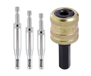 Trend Snappy 4-Piece Drill Bit Guides Set for Accurate Pilot Hole Drilling, Self-Centring, Quick Release System, SNAP/DBG/SET