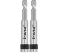 Trend Snappy 66mm Micro Diameter Magnetic Bit Holder, 25mm Bit Holder with Chuck Retention, Centrotec Compatible, SNAP/BH/M (Pack of 2)