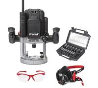 Trend T12 Router Starter Set, 2300W Plunge Router, 15-Piece Cutter Set