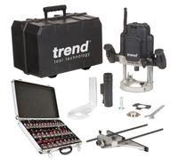 Trend T12EK 2300W 1/2in Variable Speed Plunge Router 110V with 35 Piece Set
