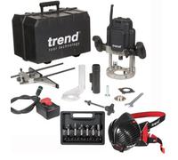 Trend T14Ek 2300W Variable Speed Plunge Router 240V 6Pc Cutter Set Stealth Mask