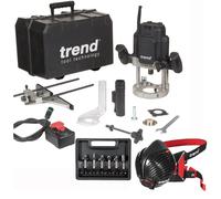 Trend T14EK 2300W Variable Speed Plunge Router 240V 6pc Cutter Set Stealth Mask