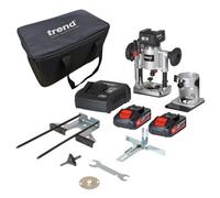 Trend T18S/r14P2 18V Txli 1/4" Brushless Cordless Router Inc 2X 4.0Ah Batteries