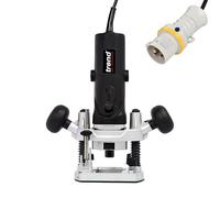 Trend T4 1/4in Variable Speed Workshop Router, 110V Site Transformer | Ideal For Construction And Site Use, With 760W Power, Variable Speed Control And Carry Case, T4ELK