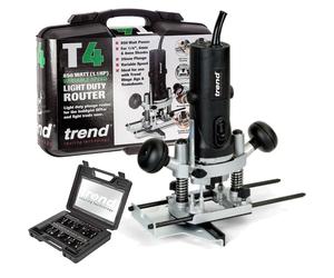 Trend T4EK 1/4" Variable Speed Router Cutter 230V 850W With 12 Piece Cutter Set